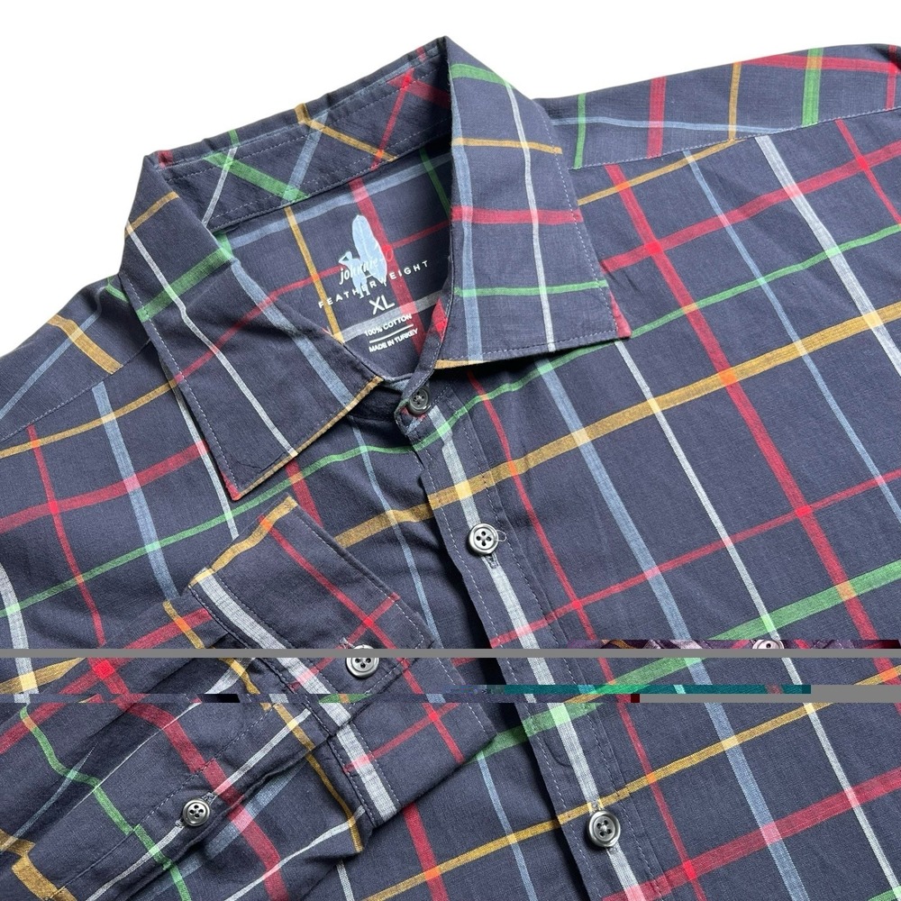 Johnnie-O Mens XL Featherweight Multicolored Plaid Long Sleeve Button‎ Up Shirt